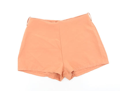 Made in Italy Womens Orange Polyester Chino Shorts Size 10 L3 in Regular Zip