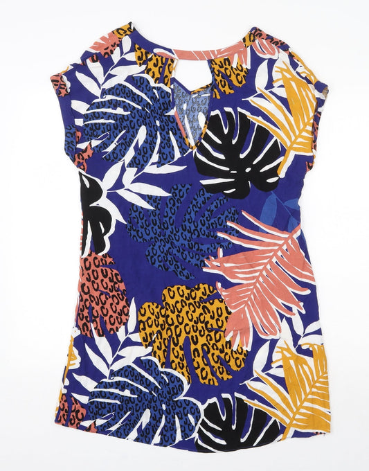 Papaya Womens Multicoloured Geometric Viscose Shift Size 10 V-Neck Pullover