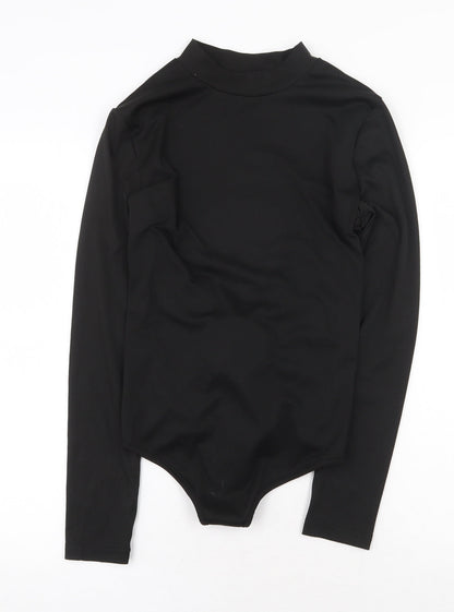 SheIn Womens Black Polyester Bodysuit One-Piece Size M Snap