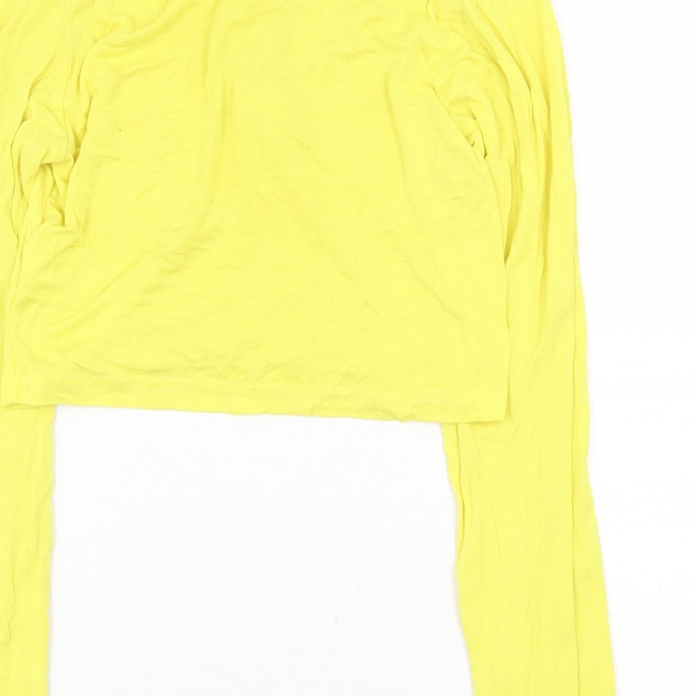 Ferry Body Womens Yellow Cotton Cropped T-Shirt Size M Round Neck