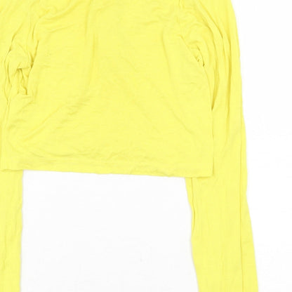 Ferry Body Womens Yellow Cotton Cropped T-Shirt Size M Round Neck