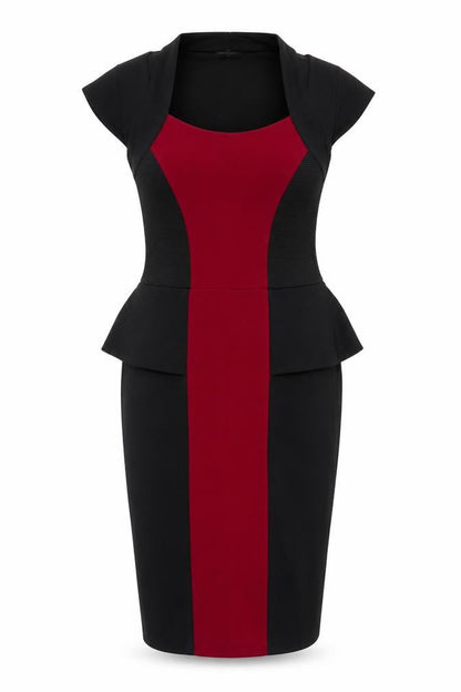 River Island Womens Black Colourblock Viscose Pencil Dress Size 8 Scoop Neck Zip