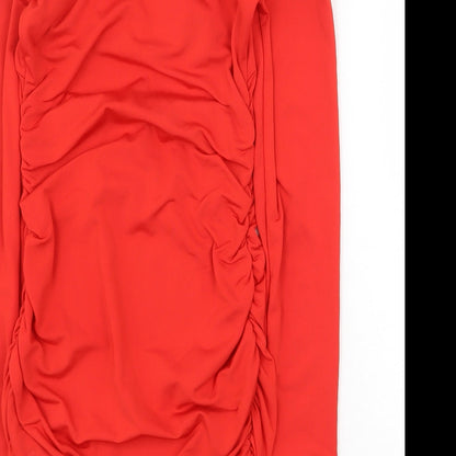 Preworn Womens Red Polyester Mini Size 6 V-Neck Pullover