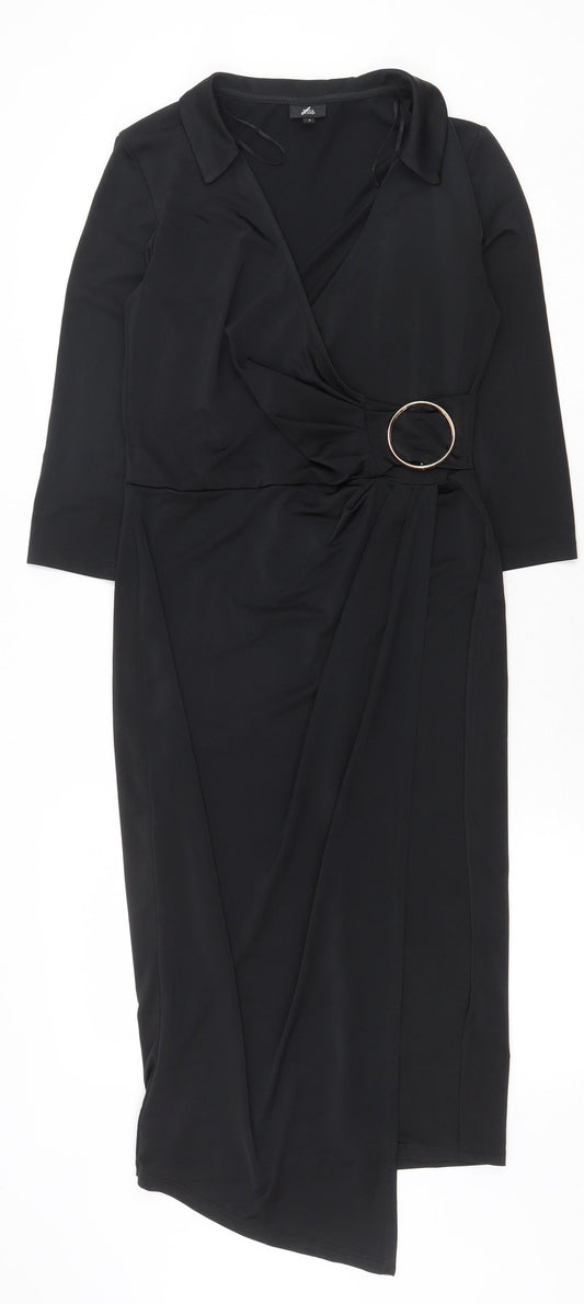 River Island Womens Black Polyester Sheath Size 8 Collared Pullover