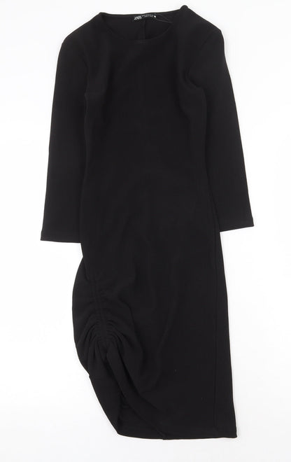 Zara Womens Black Polyester Sheath Size XS Boat Neck Pullover