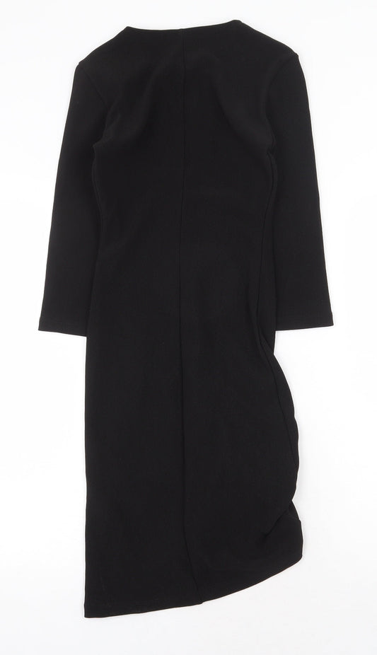 Zara Womens Black Polyester Sheath Size XS Boat Neck Pullover