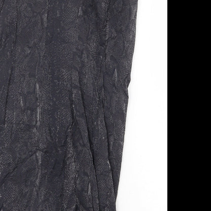 Topshop Womens Grey Animal Print Viscose Mini Size 6 V-Neck Zip - Snake Pattern