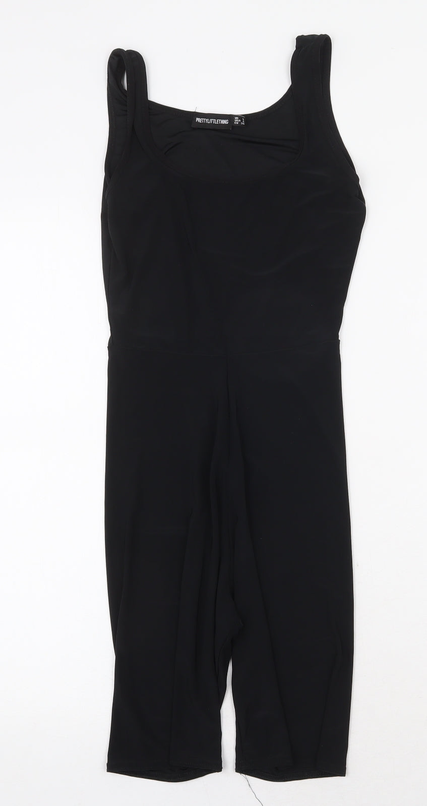 PRETTYLITTLETHING Womens Black Polyester Jumpsuit One-Piece Size 8 Pullover