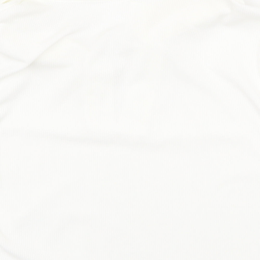 SheIn Womens White Cotton Cropped T-Shirt Size L Collared