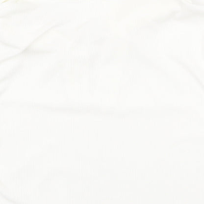 SheIn Womens White Cotton Cropped T-Shirt Size L Collared