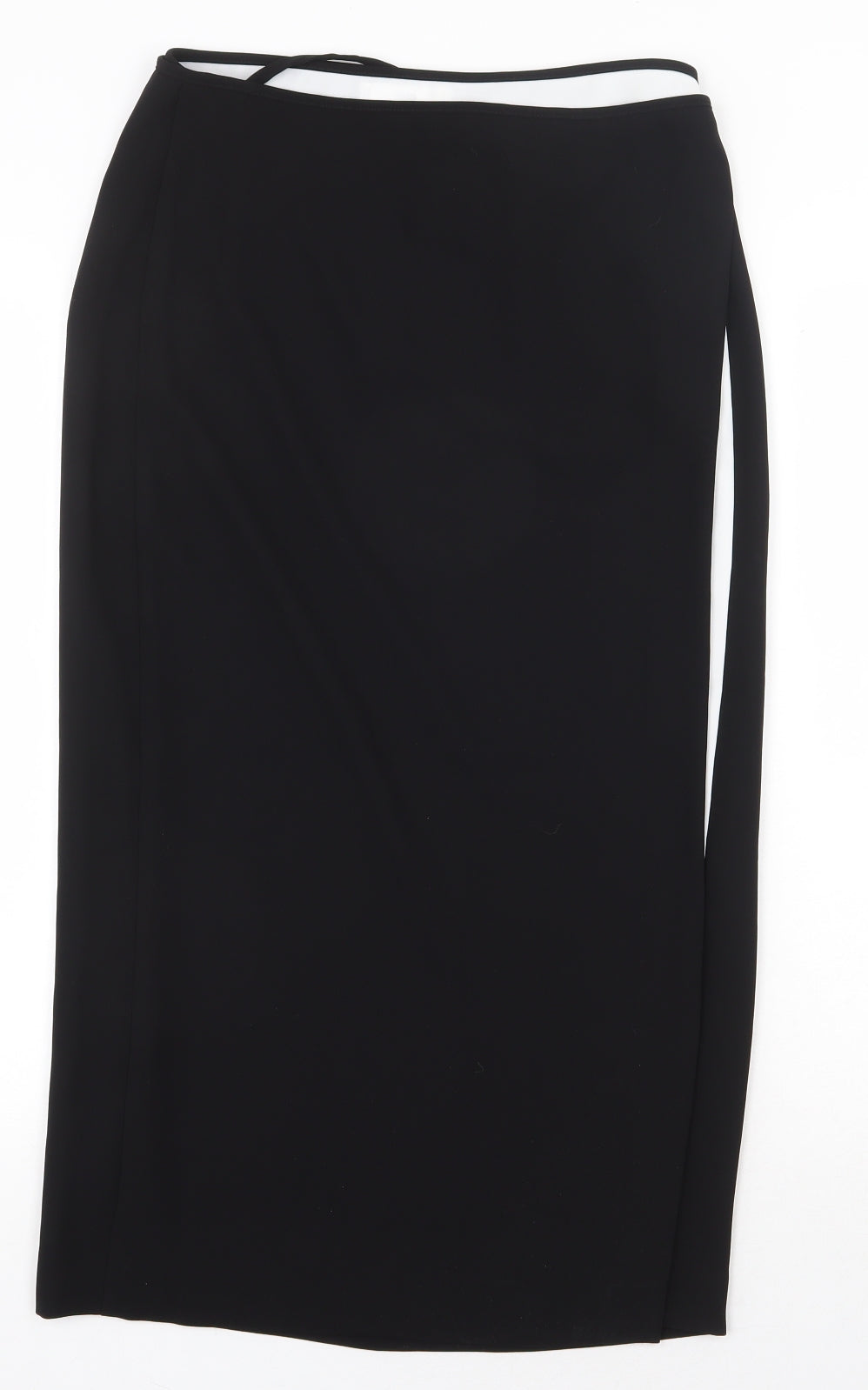 MNG Womens Black Polyester Straight & Pencil Skirt Size L Tie