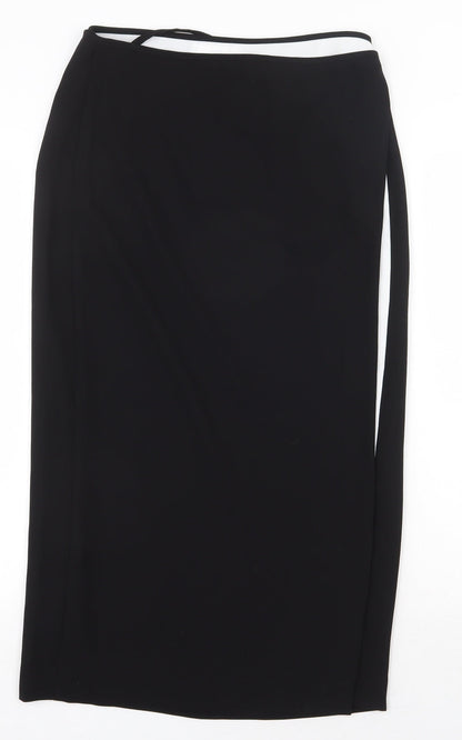 MNG Womens Black Polyester Straight & Pencil Skirt Size L Tie