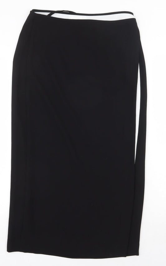 MNG Womens Black Polyester Straight & Pencil Skirt Size L Tie