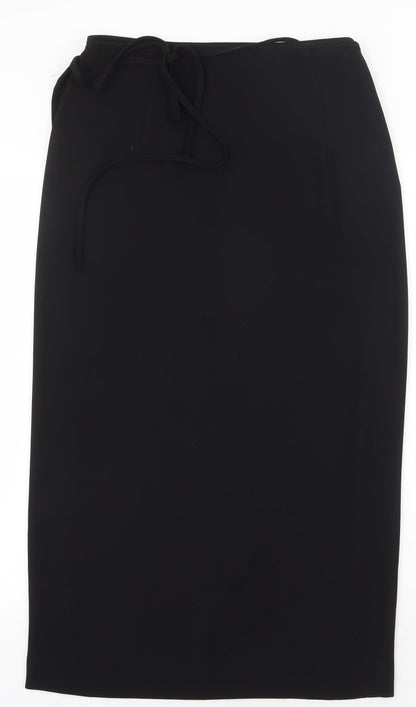MNG Womens Black Polyester Straight & Pencil Skirt Size L Tie