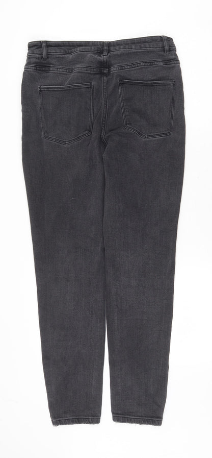 NEXT Womens Grey Cotton Skinny Jeans Size 12 Regular Zip