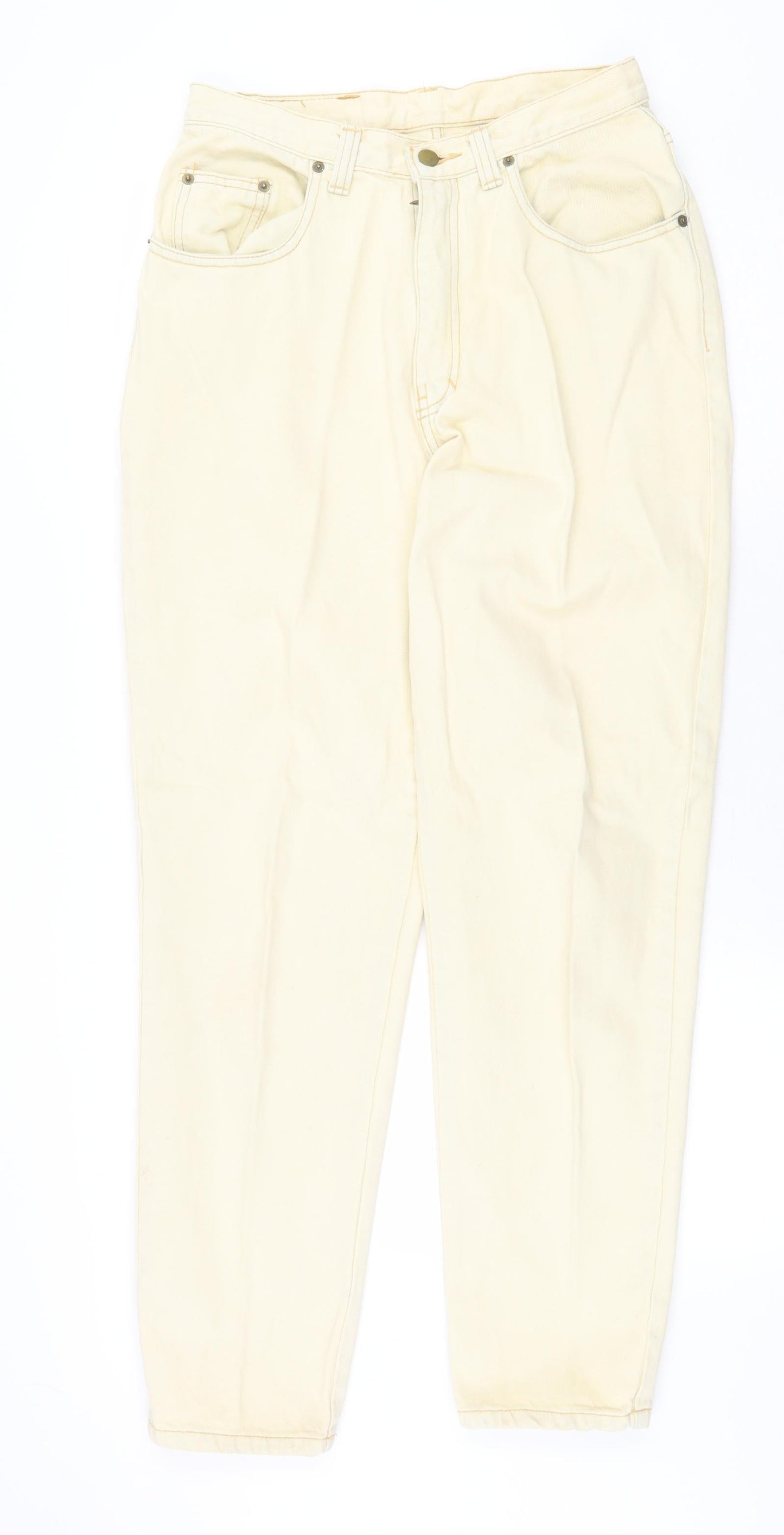 Strega Womens Beige Polyester Straight Jeans Size 14 Regular Zip