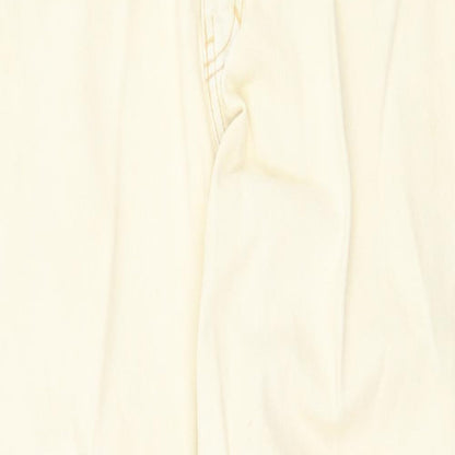 Strega Womens Beige Polyester Straight Jeans Size 14 Regular Zip
