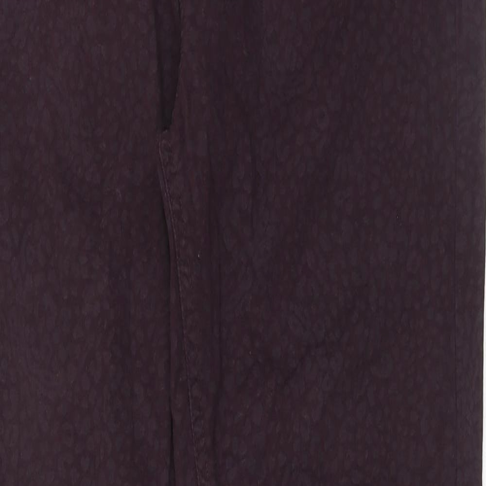 F&F Womens Purple Animal Print Cotton Skinny Jeans Size 10 Regular Zip