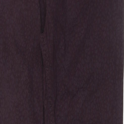 F&F Womens Purple Animal Print Cotton Skinny Jeans Size 10 Regular Zip