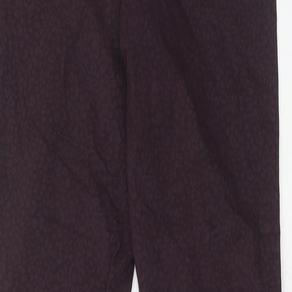 F&F Womens Purple Animal Print Cotton Skinny Jeans Size 10 Regular Zip