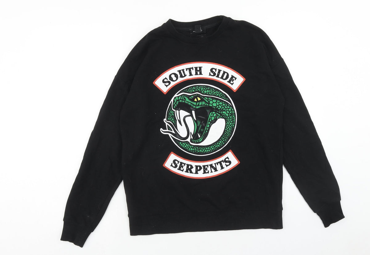 New Look Womens Black Cotton Pullover Sweatshirt Size S Pullover