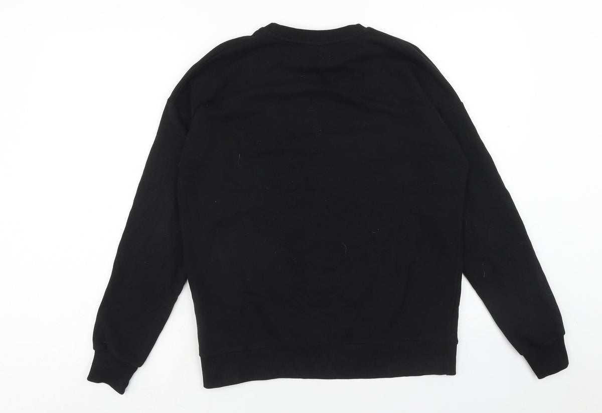 New Look Womens Black Cotton Pullover Sweatshirt Size S Pullover