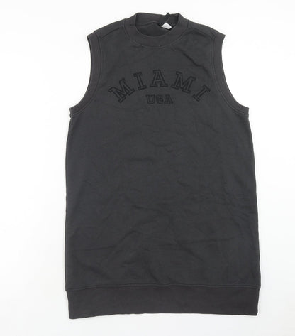 H&M Womens Grey Cotton Tank Dress Size S Crew Neck Pullover - Miami USA