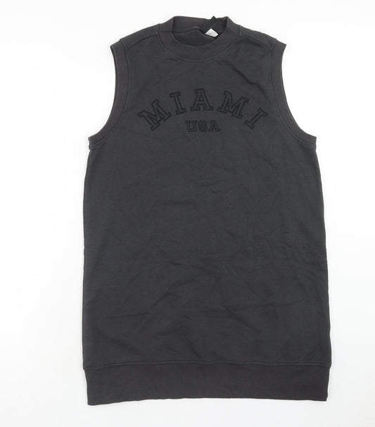 H&M Womens Grey Cotton Tank Dress Size S Crew Neck Pullover - Miami USA