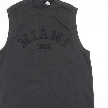 H&M Womens Grey Cotton Tank Dress Size S Crew Neck Pullover - Miami USA