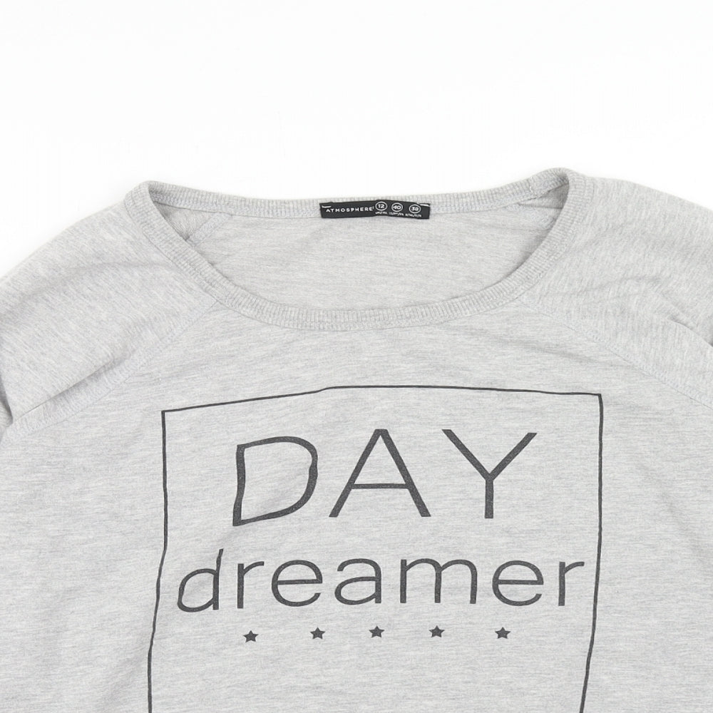 Atmosphere Womens Grey Polyester Pullover Sweatshirt Size 12 Pullover - Day Dreamer