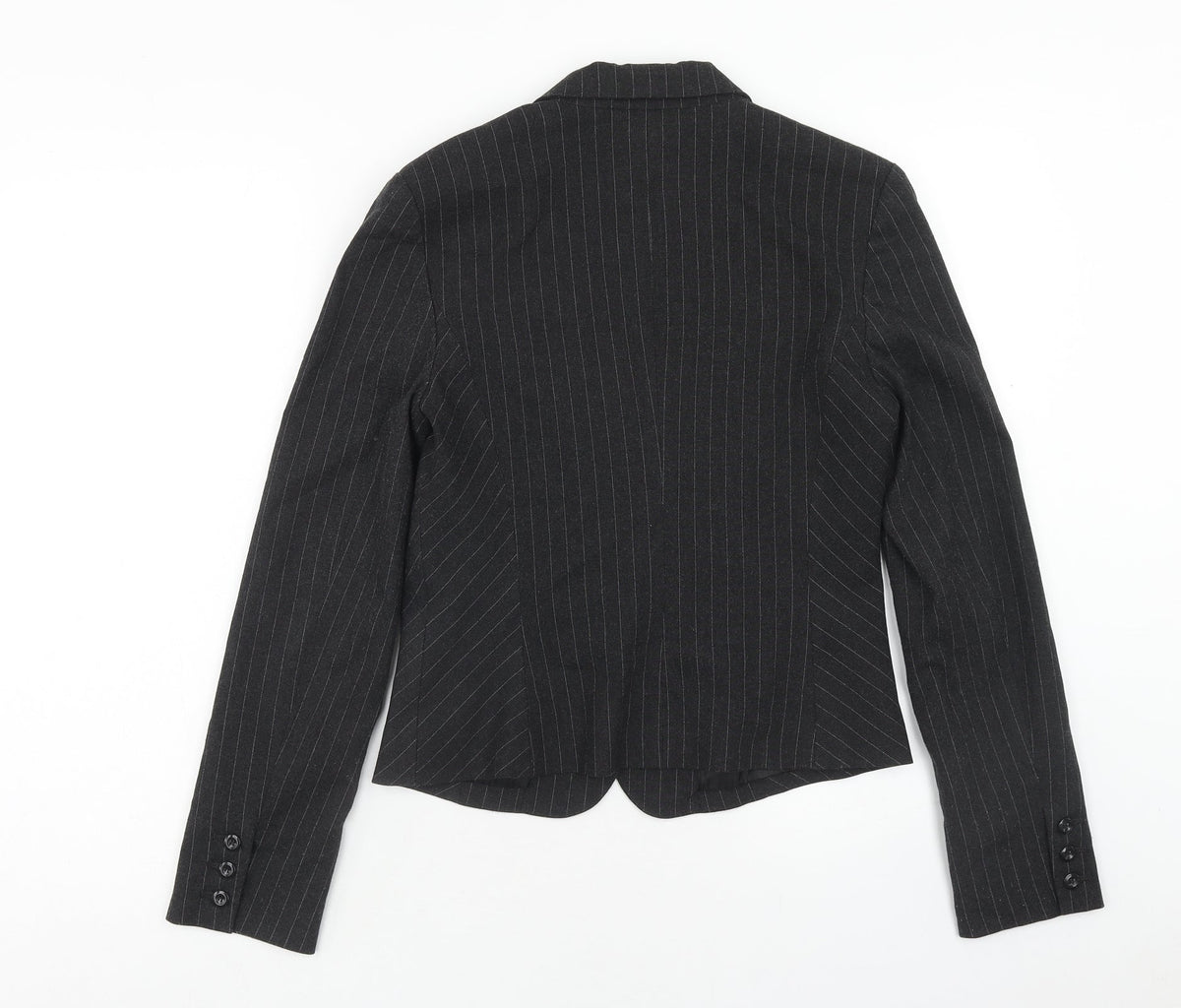 Full Circle Womens Grey Striped Jacket Blazer Size 10 Button