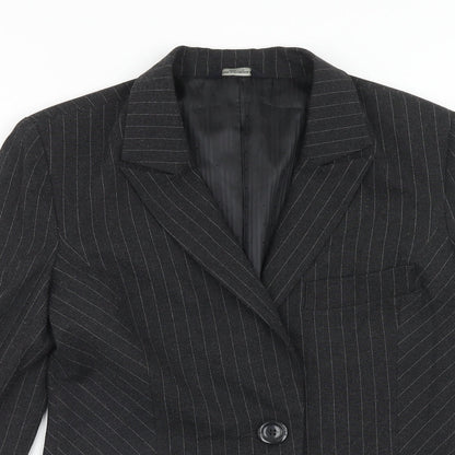 Full Circle Womens Grey Striped Jacket Blazer Size 10 Button