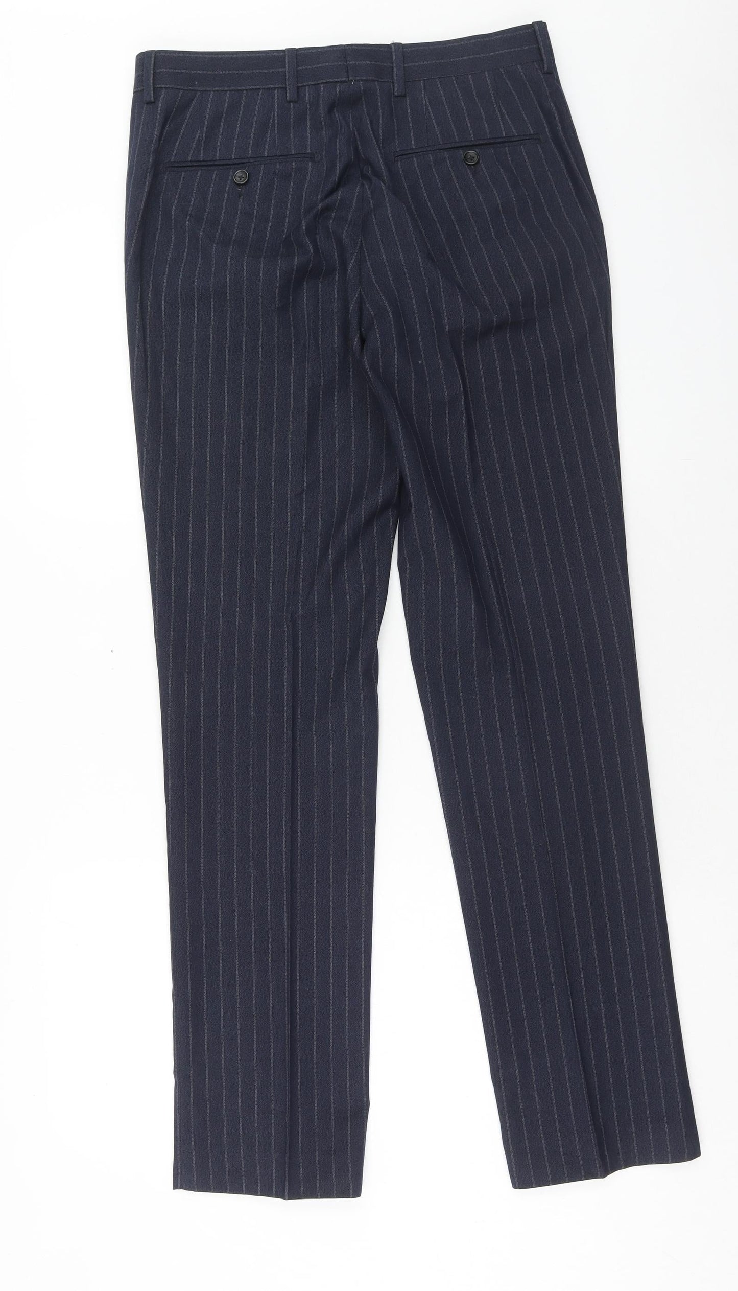 NEXT Mens Blue Striped Polyester Dress Pants Trousers Size 30 in L33 in Regular Zip
