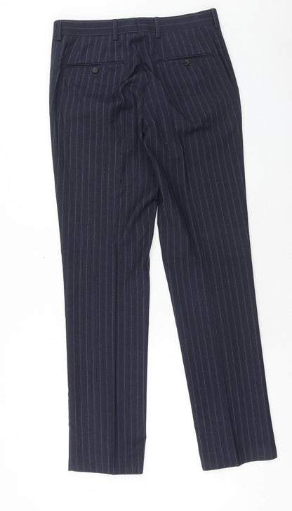 NEXT Mens Blue Striped Polyester Dress Pants Trousers Size 30 in L33 in Regular Zip