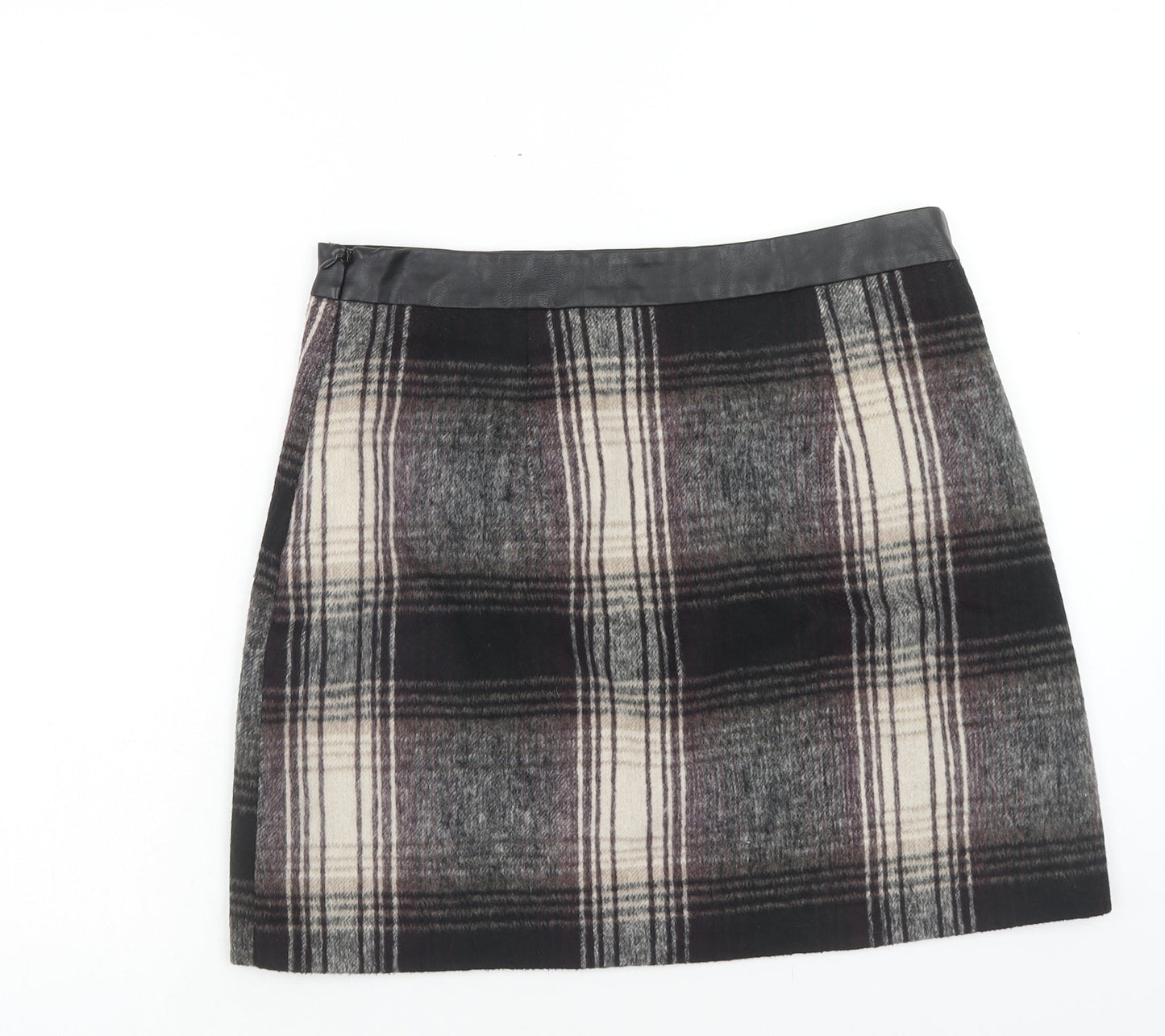 F&F Womens Multicoloured Plaid Polyester A-Line Skirt Size 12 Zip