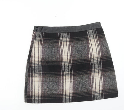 F&F Womens Multicoloured Plaid Polyester A-Line Skirt Size 12 Zip