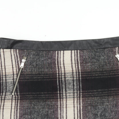 F&F Womens Multicoloured Plaid Polyester A-Line Skirt Size 12 Zip