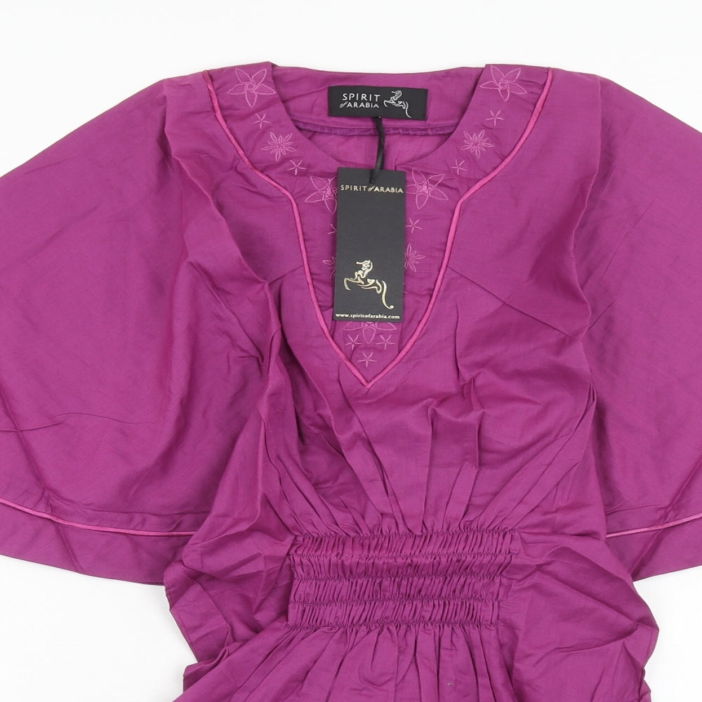 Spirit Of Arabia Womens Purple Cotton Mini Size L V-Neck Pullover
