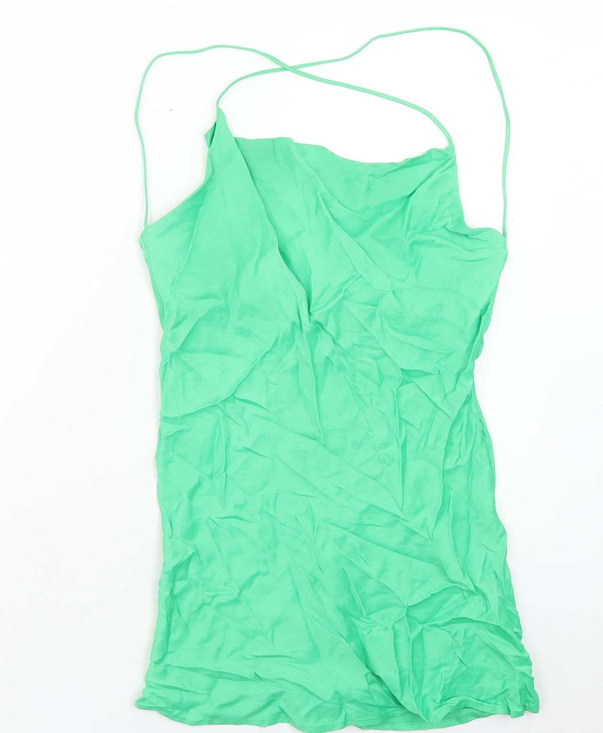 Zara Womens Green Viscose Mini Size S Cowl Neck Pullover
