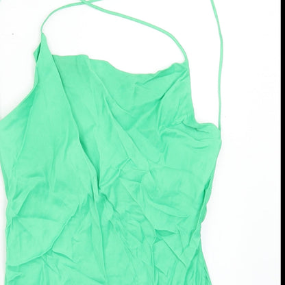 Zara Womens Green Viscose Mini Size S Cowl Neck Pullover