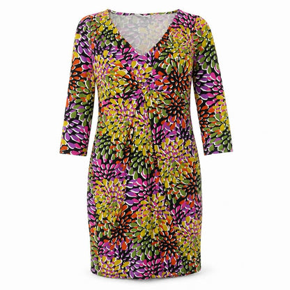 Wallis Womens Multicoloured Geometric Viscose Pencil Dress Size 10 V-Neck Pullover