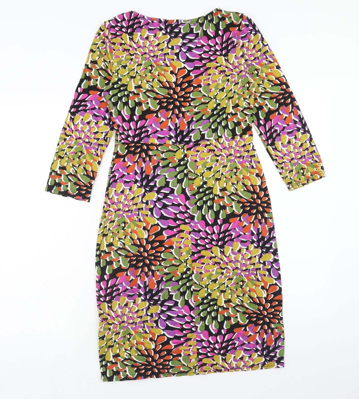 Wallis Womens Multicoloured Geometric Viscose Pencil Dress Size 10 V-Neck Pullover