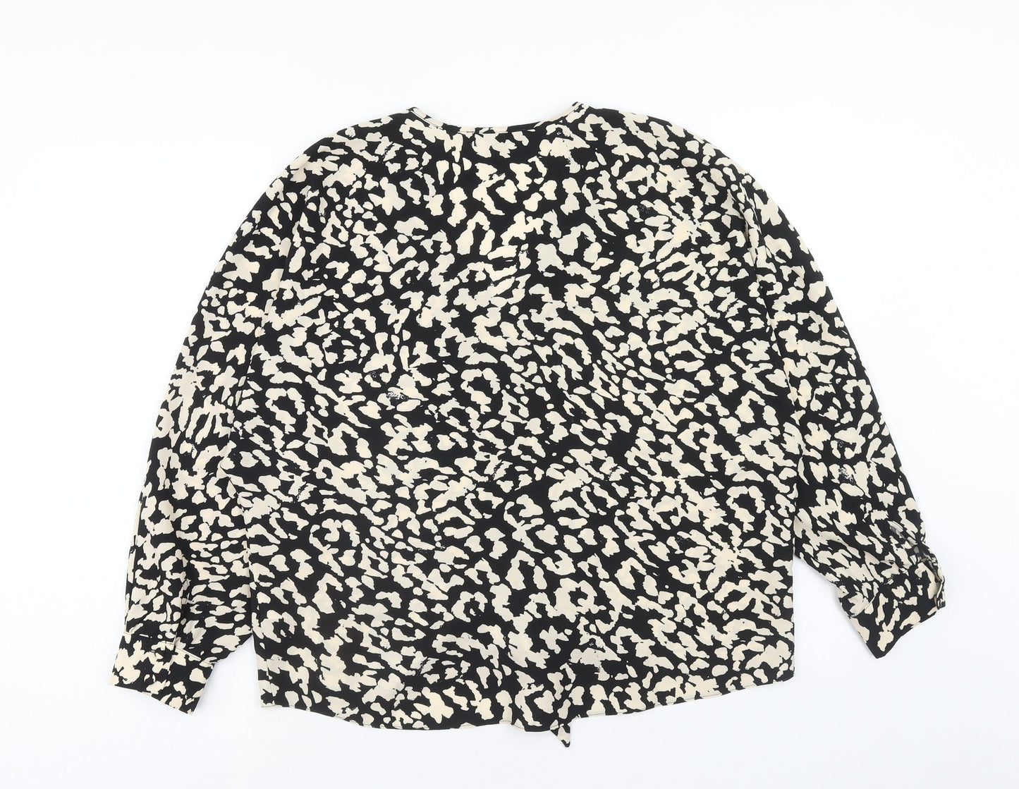 Primark Womens Beige Geometric Polyester Basic Blouse Size 12 V-Neck