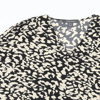 Primark Womens Beige Geometric Polyester Basic Blouse Size 12 V-Neck