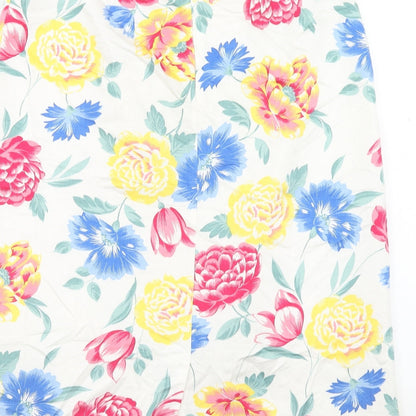 Marks and Spencer Womens Multicoloured Floral Viscose A-Line Skirt Size 14 Zip