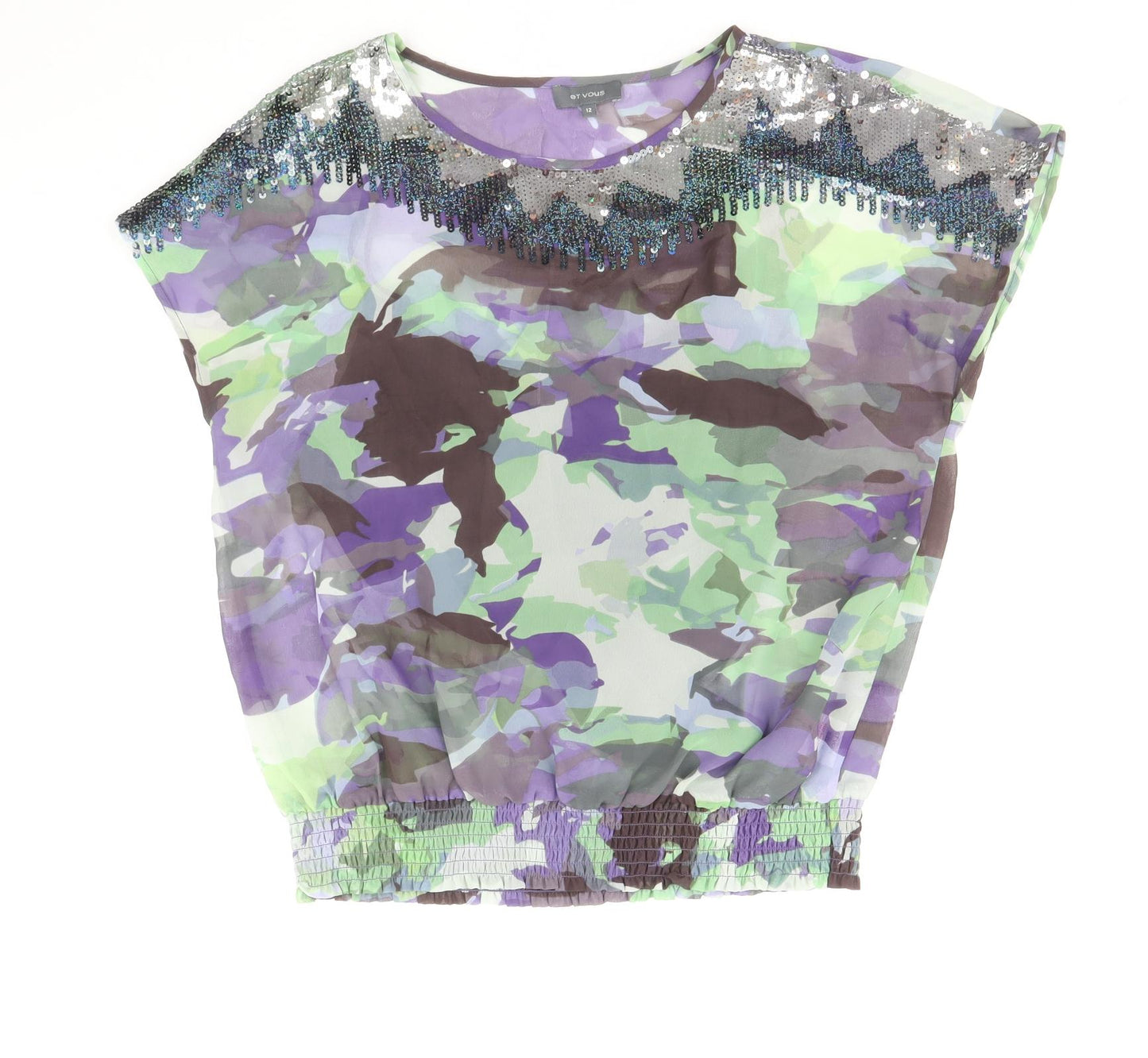 Womens UK Size 12 Et Vous Multicoloured Basic Blouse