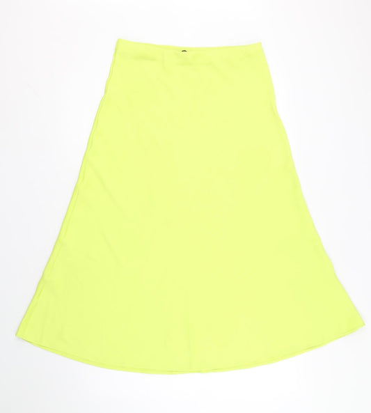 Marks and Spencer Womens Green Polyester Flare Skirt Size 10