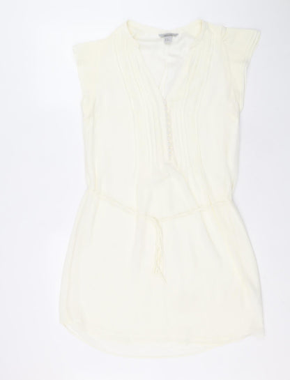 H&M Womens Ivory Polyester Shift Size 12 V-Neck Button