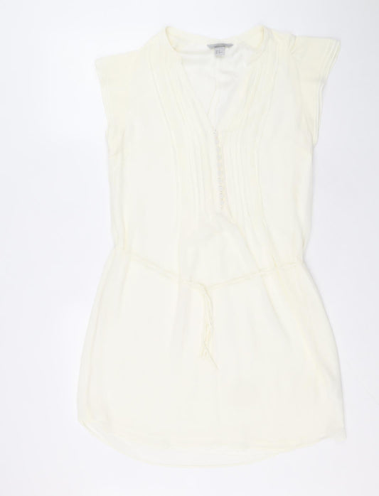 H&M Womens Ivory Polyester Shift Size 12 V-Neck Button