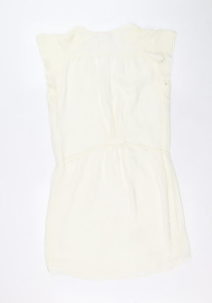 H&M Womens Ivory Polyester Shift Size 12 V-Neck Button